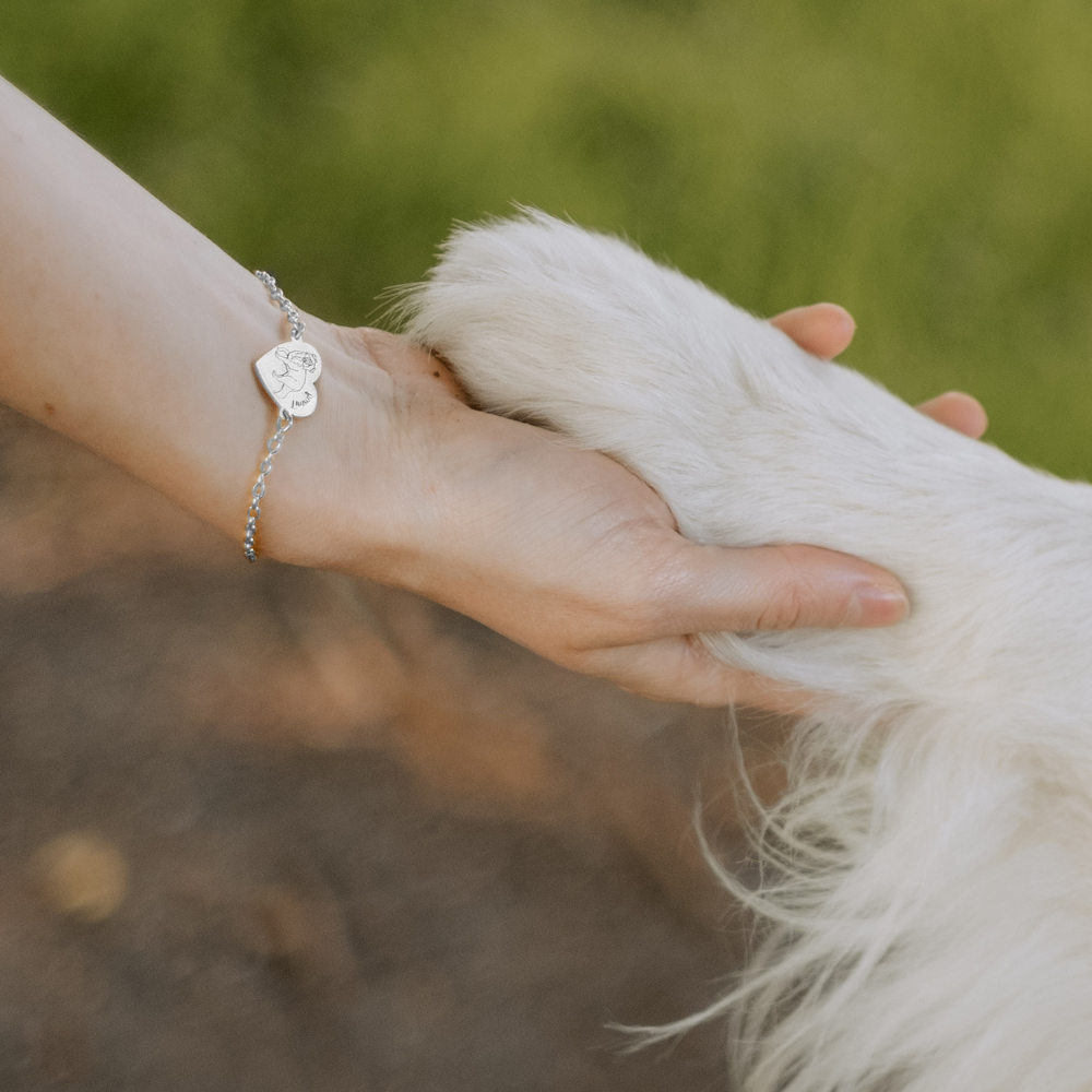 Zilveren armband met naam van eigen hond Australische Herder