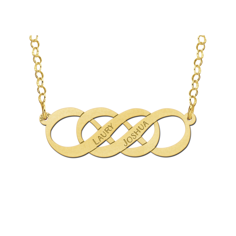 Gouden ketting dubbel infinity symbool