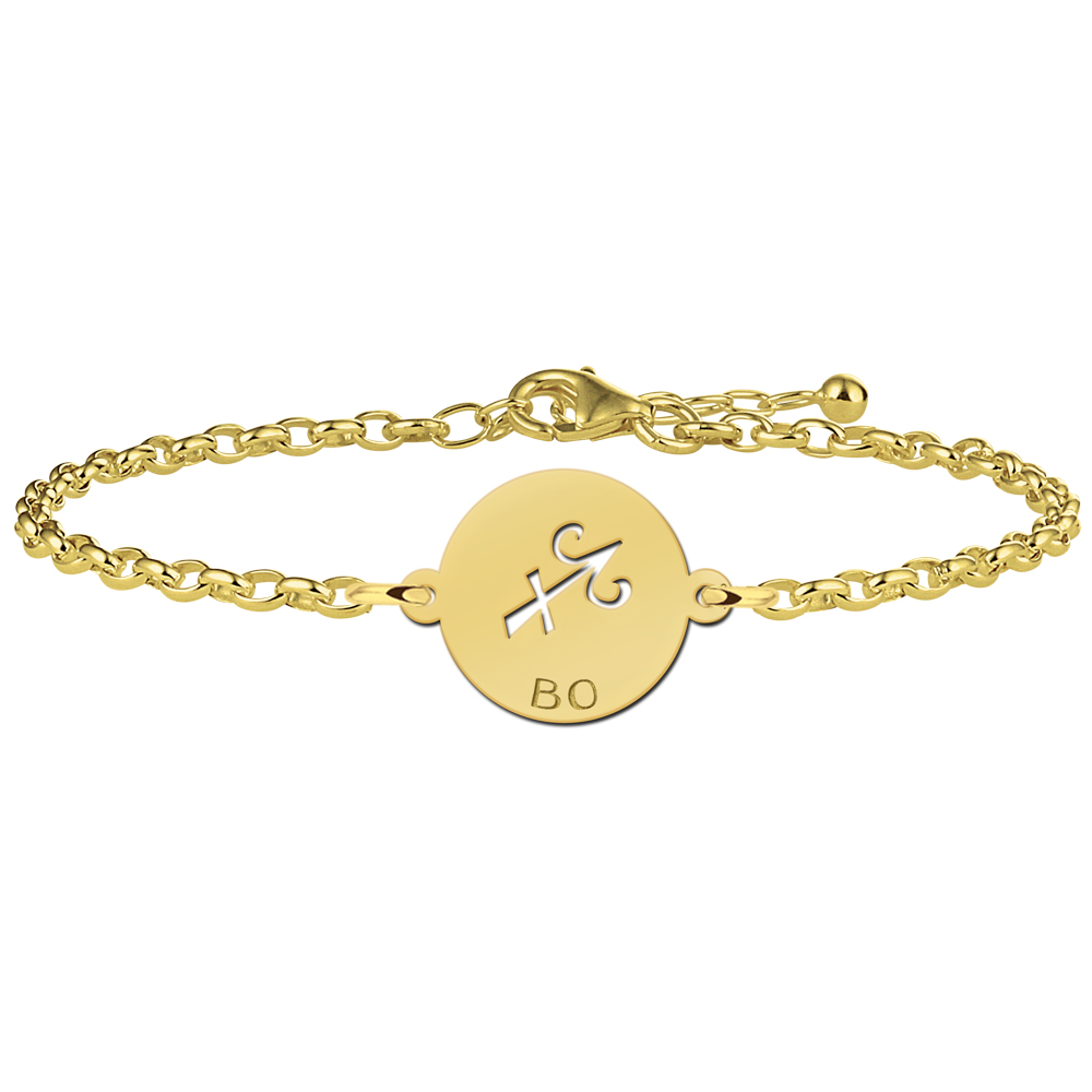 Vergulde sterrenbeeld armband Boogschutter met naam
