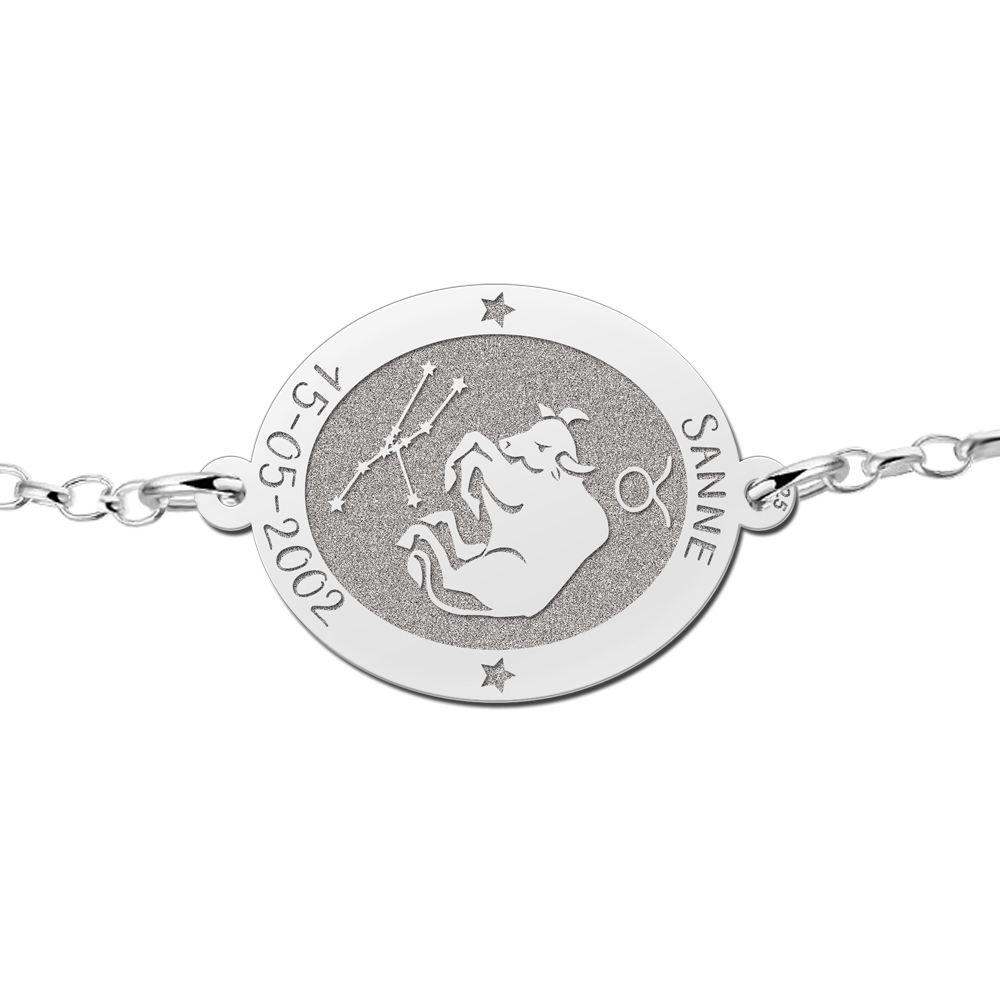 Zilveren armband sterrenbeeld ovaal Stier