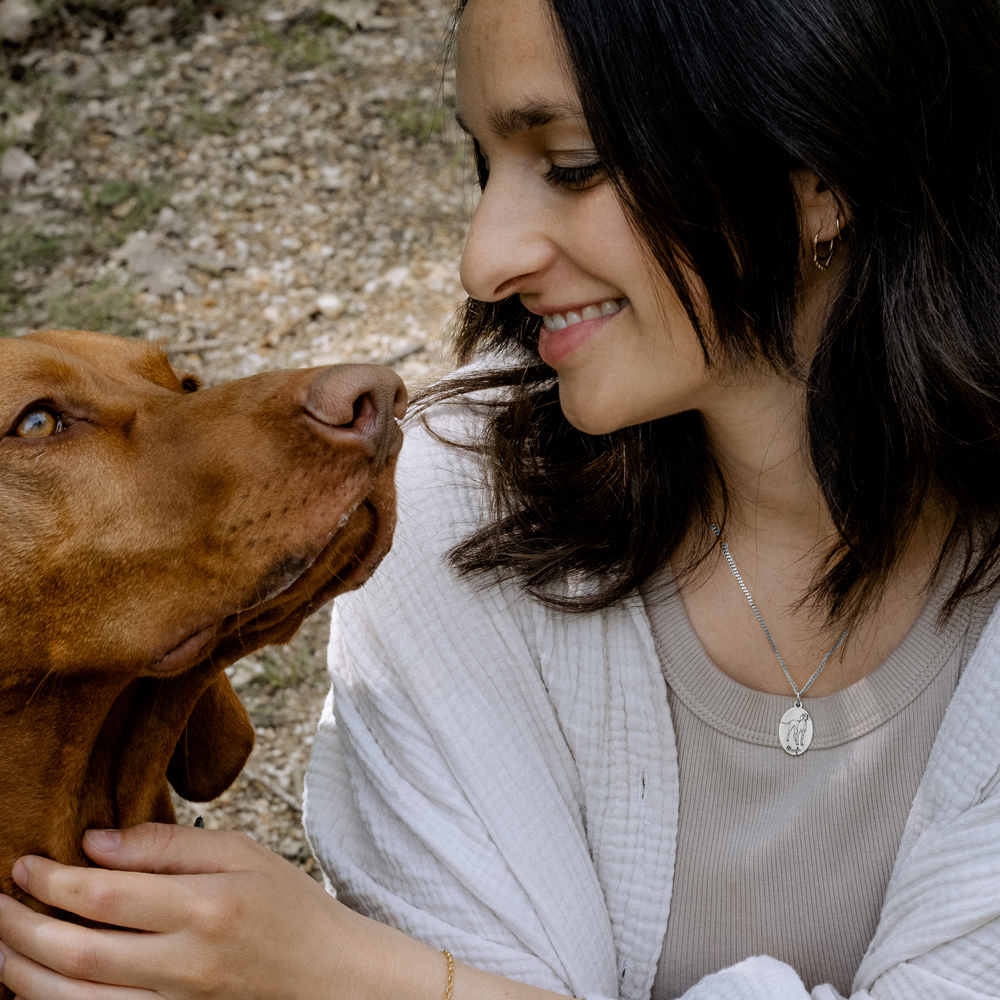 Zilveren honden ketting met naam Chow Chow