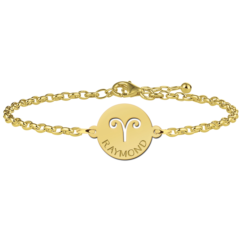 Vergulde sterrenbeeld armband Ram met naam