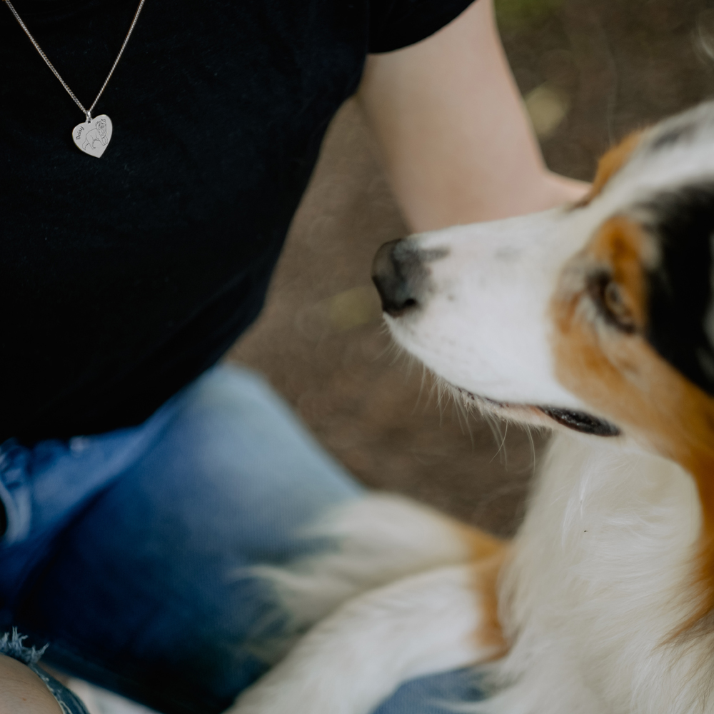 Zilveren dieren ketting met gravure Duitse Herder