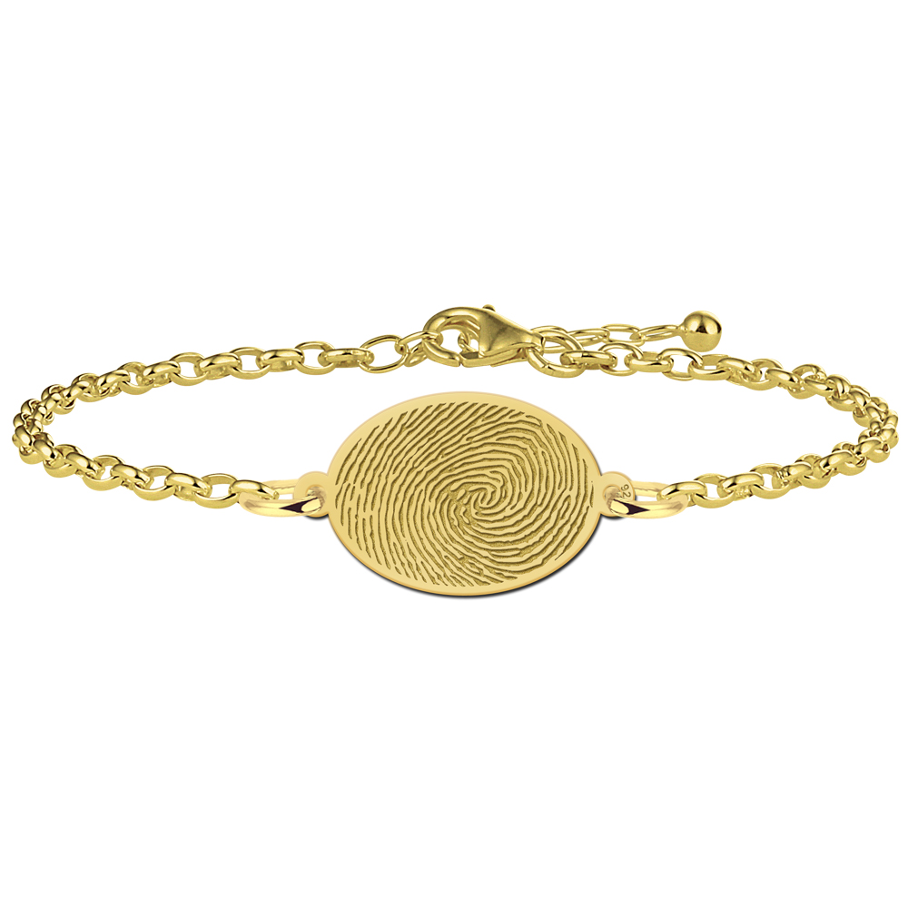 Vergulde ovale armband met vingerafdruk
