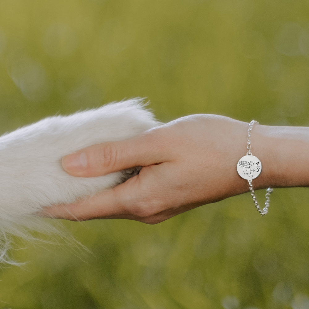 Zilveren personaliseerde honden armband Boxer