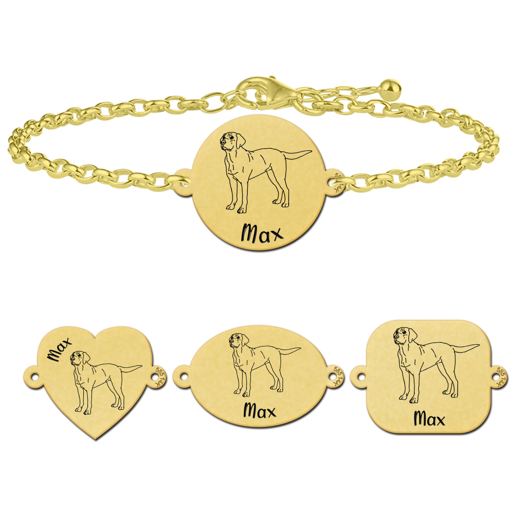 Gouden Labrador armband met gravure