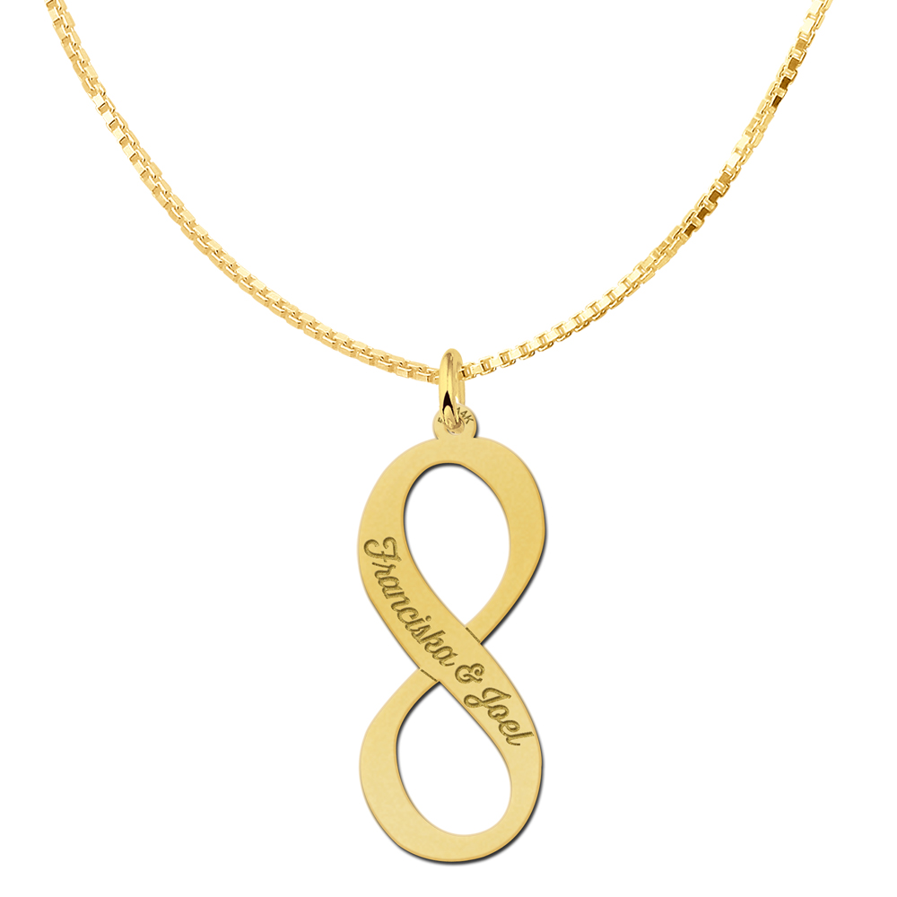 Gouden hanger infinity lang met naam