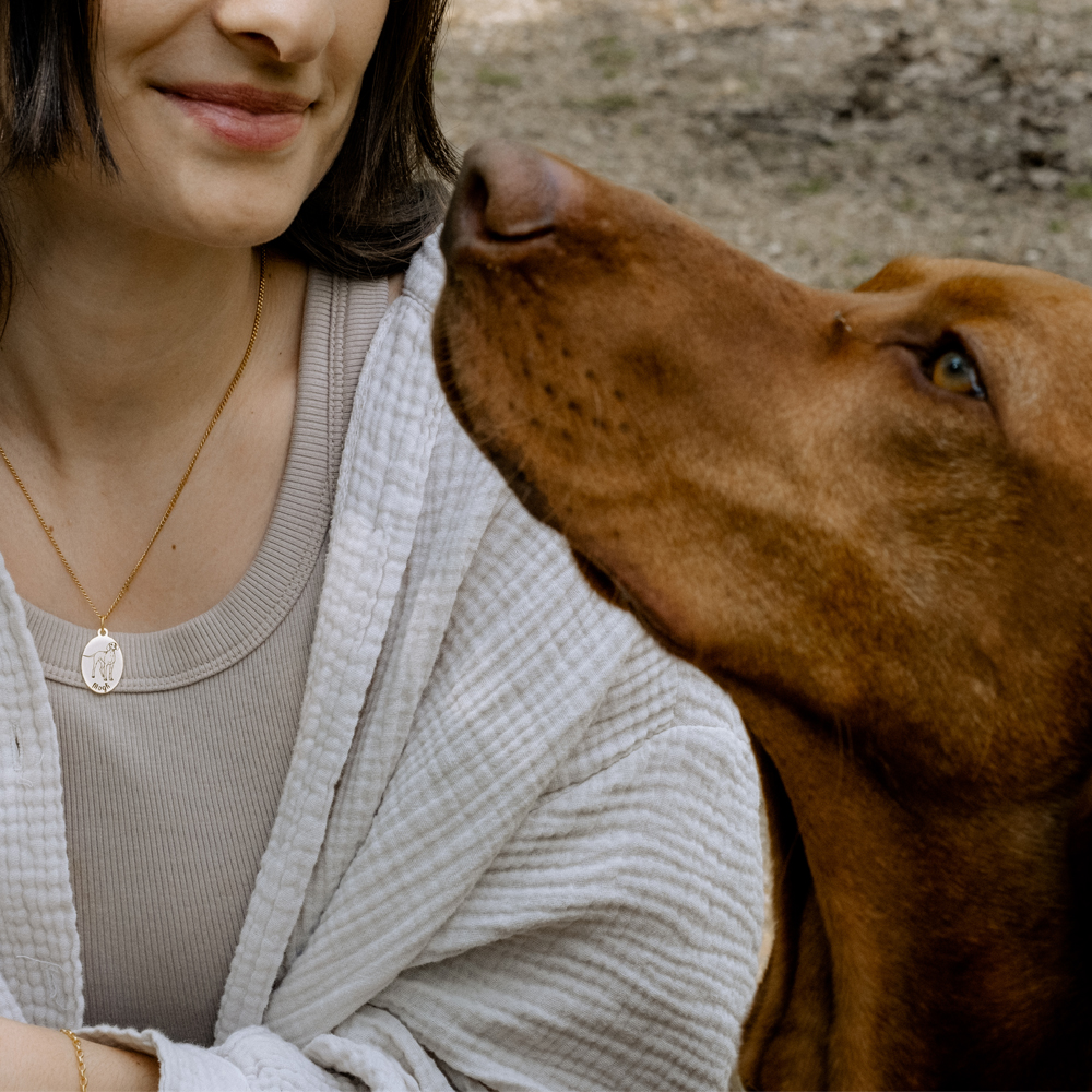 Gouden honden ketting met naam Chow Chow