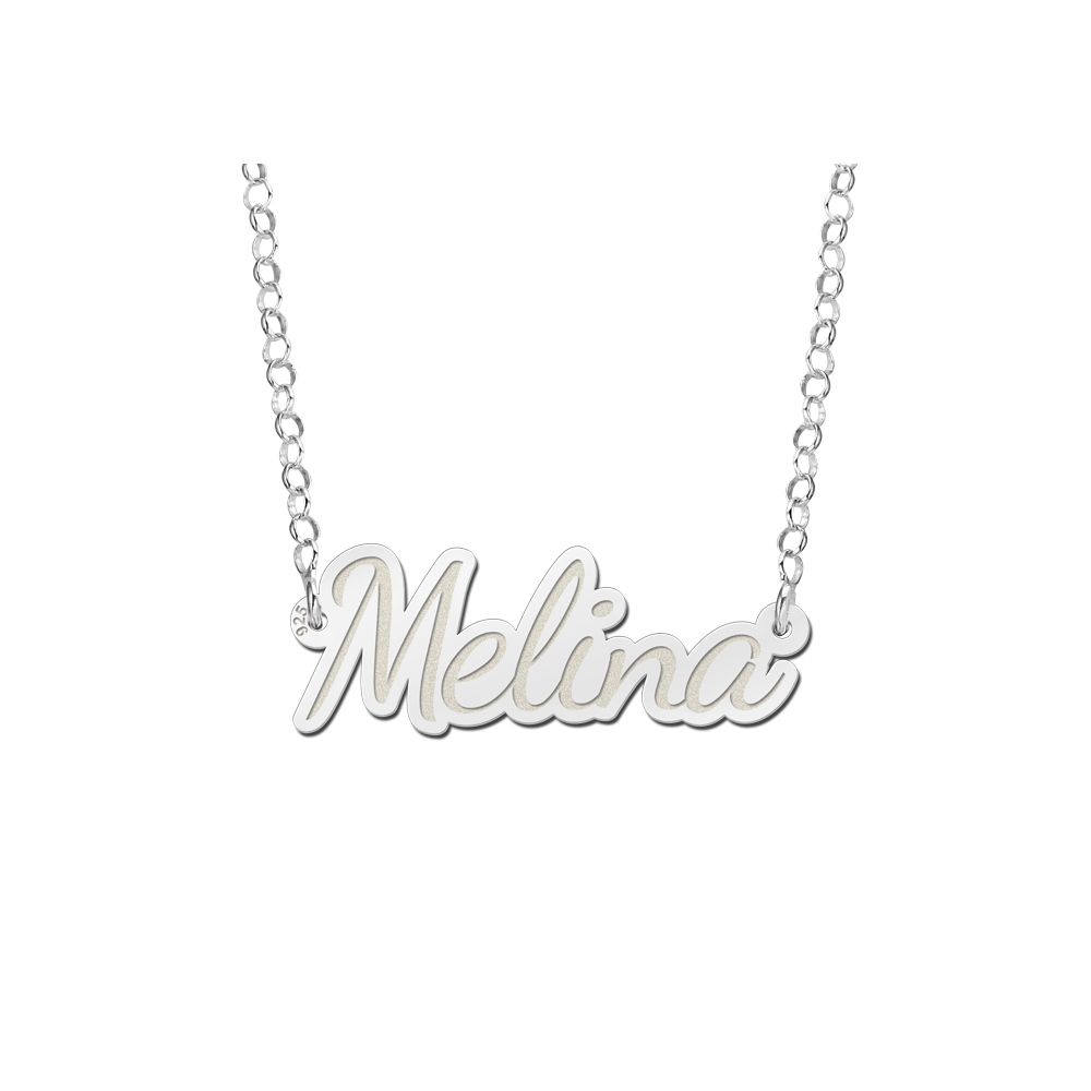Zilveren naam ketting model Melina