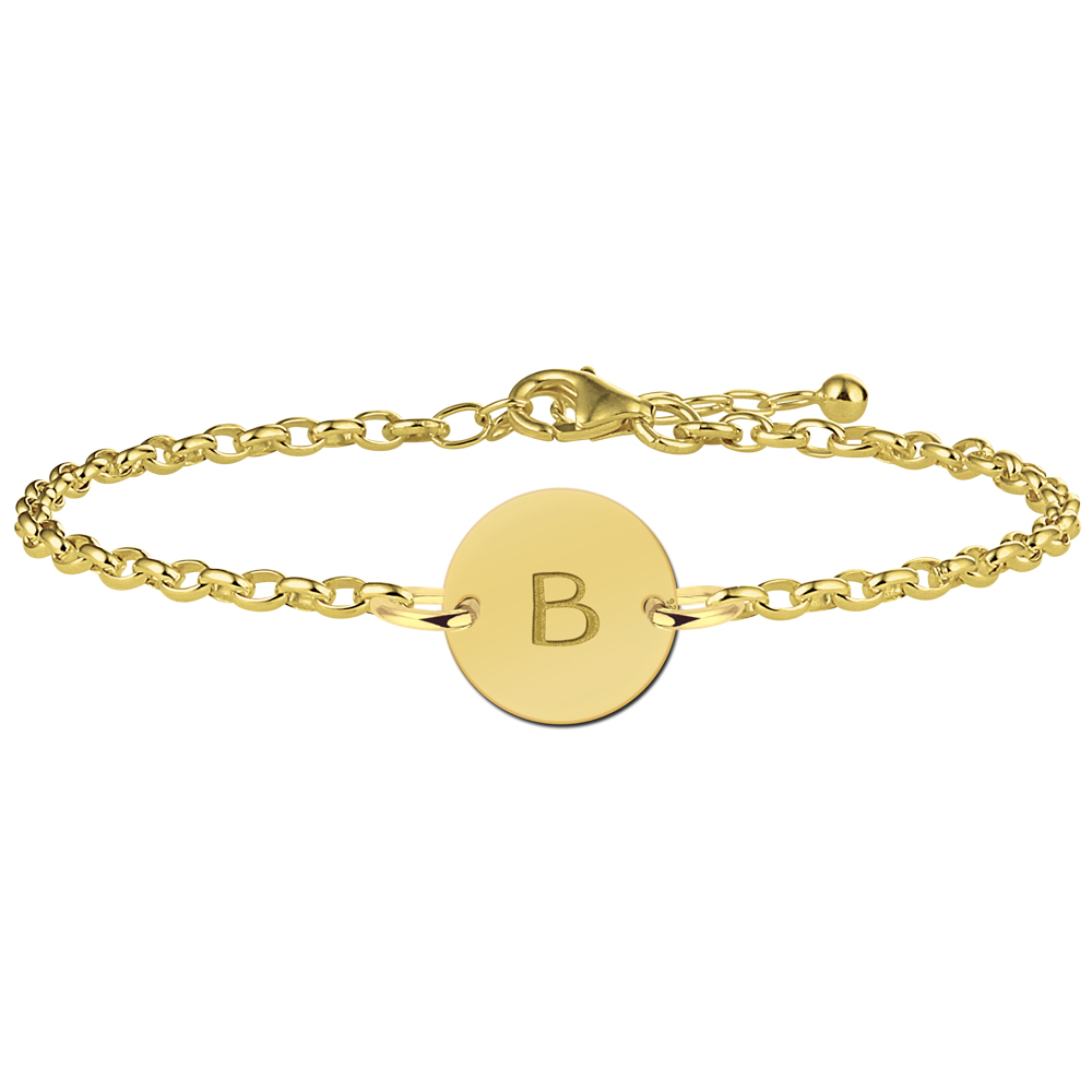 Vergulde ronde armband met letter