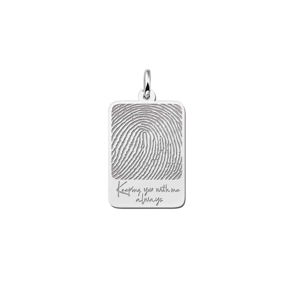 Dogtag hanger met vingerafdruk en eigen tekst