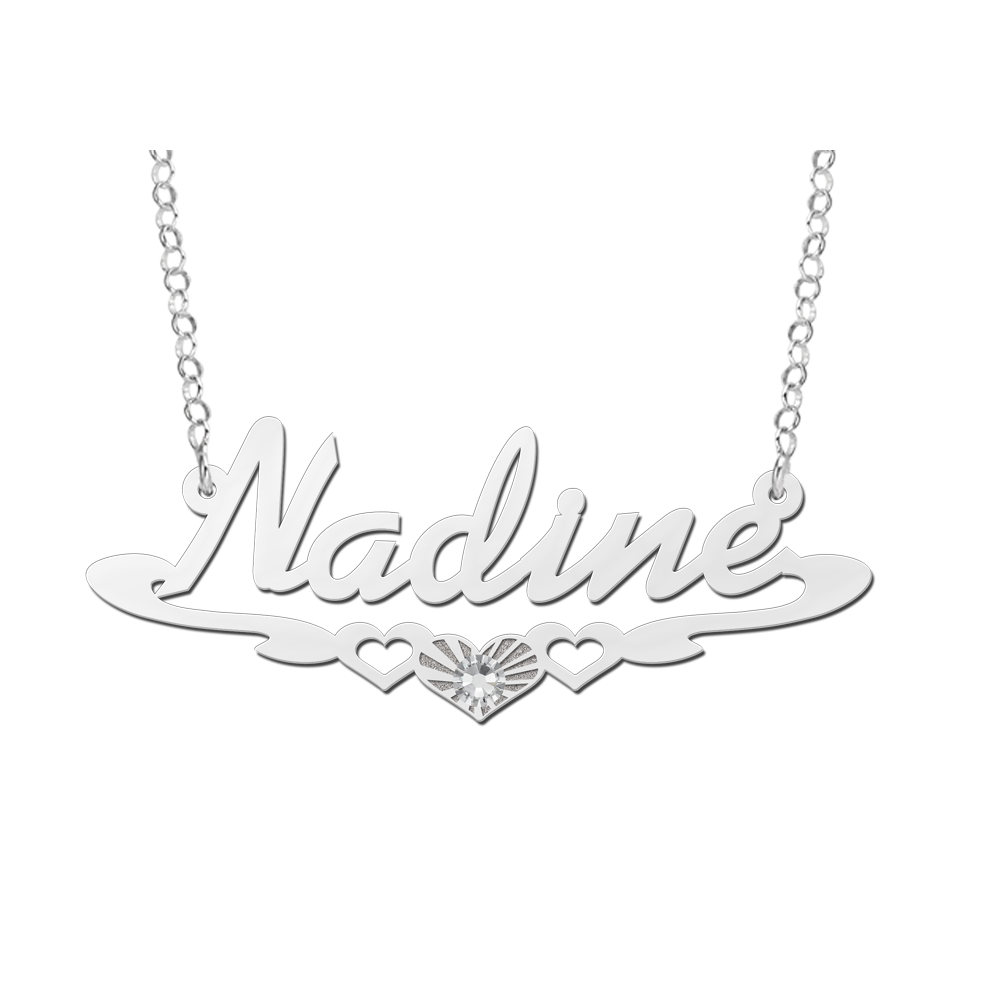 Zilveren naamketting model Nadine