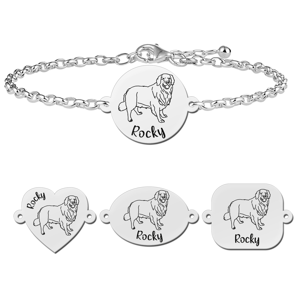 Zilveren armband met hond Golden Retriever