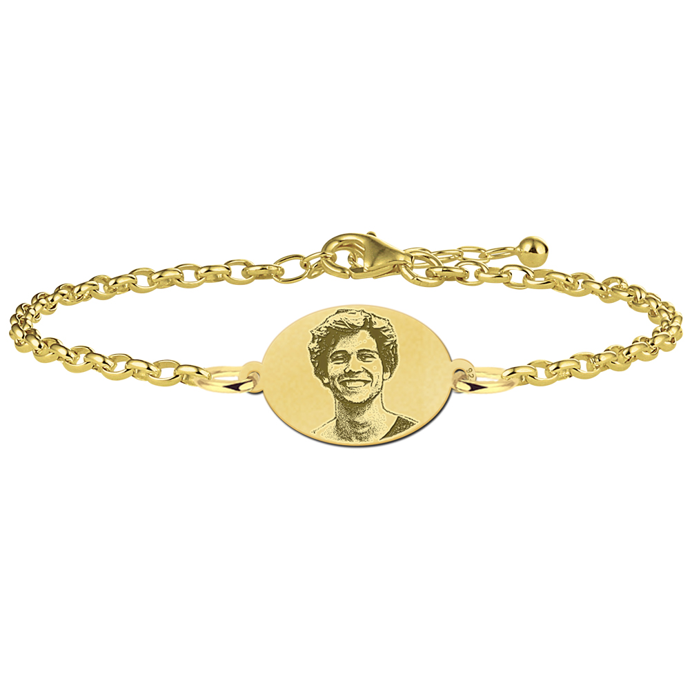 Vergulde ovale armband met foto