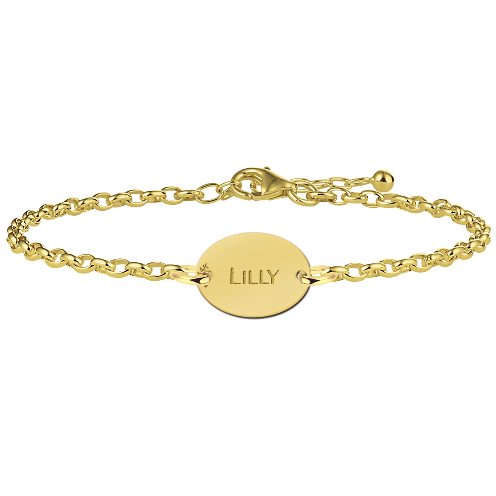 Gouden armbandje met naam ovaal