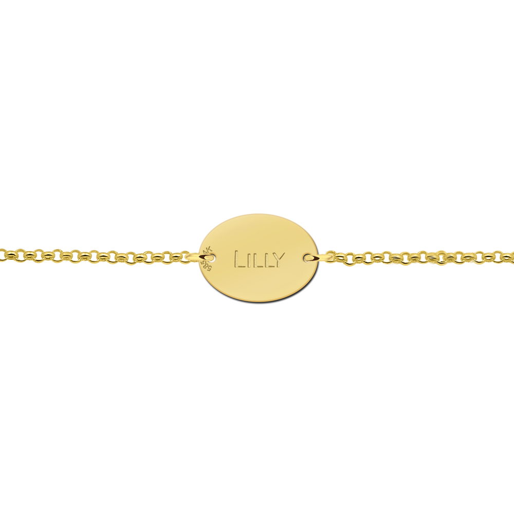 Gouden armbandje met naam ovaal