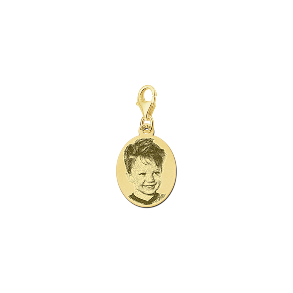 Gouden bedel met foto ovaal