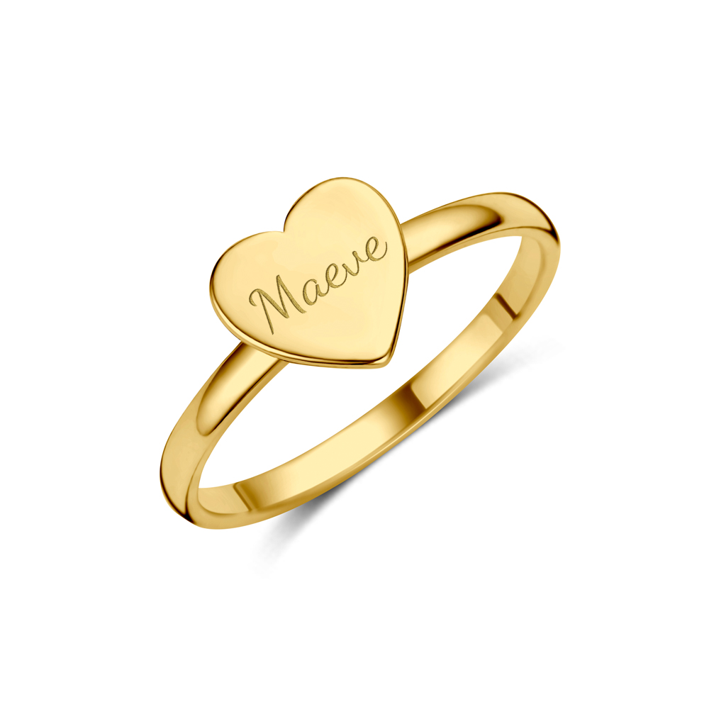 Gouden ring met hartje en naam