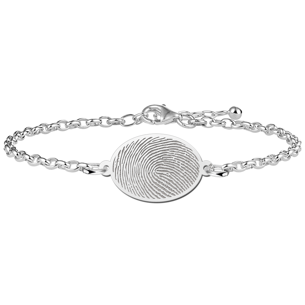 Zilveren armband met ovale vingerafdruk