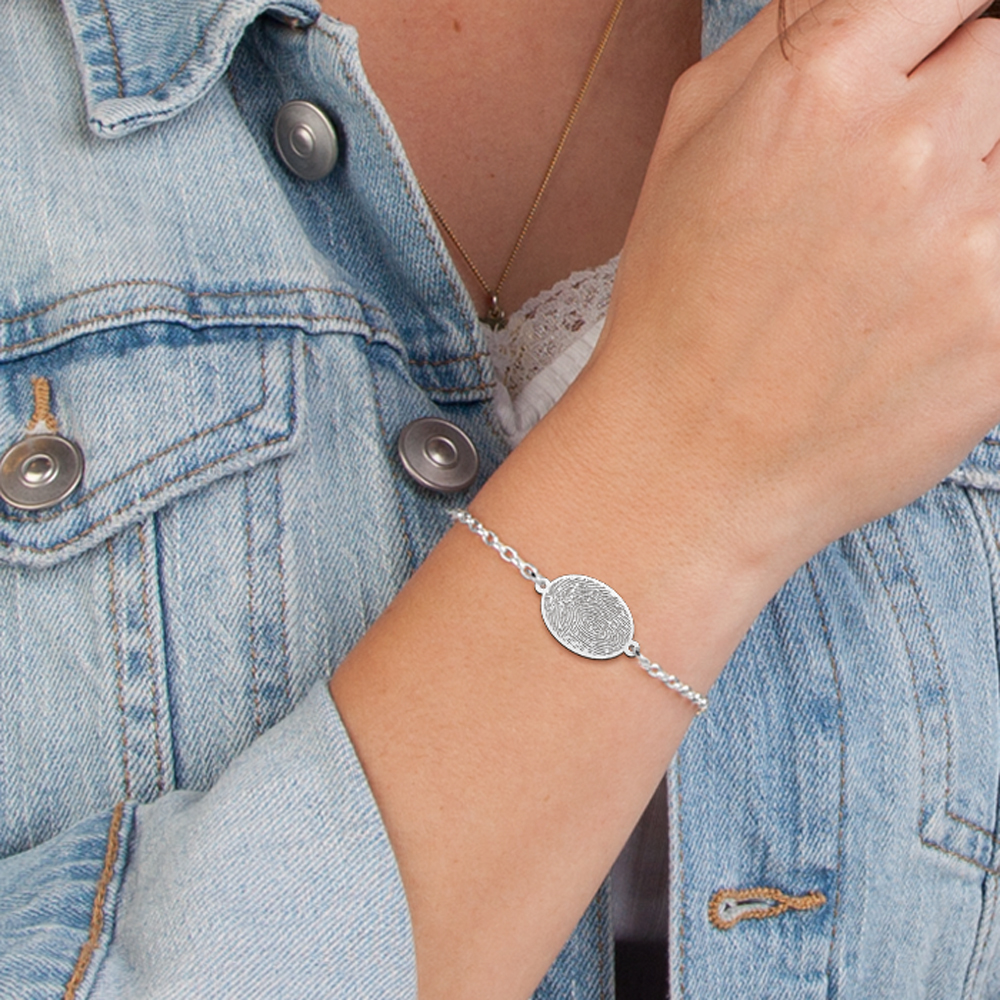 Zilveren armband met ovale vingerafdruk