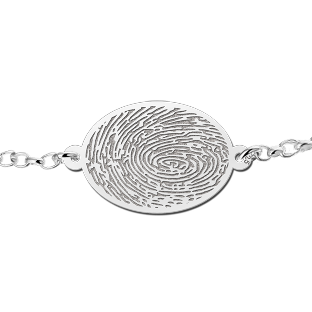 Zilveren armband met ovale vingerafdruk