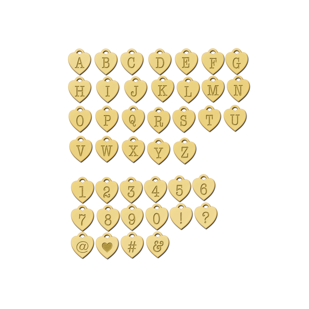 Naamketting goud hartjes met letters