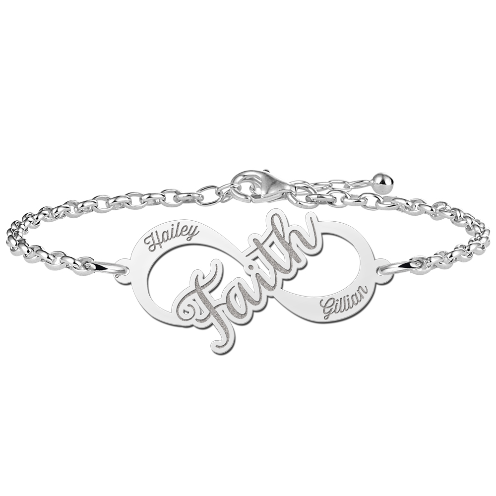 Zilveren infinity armband faith