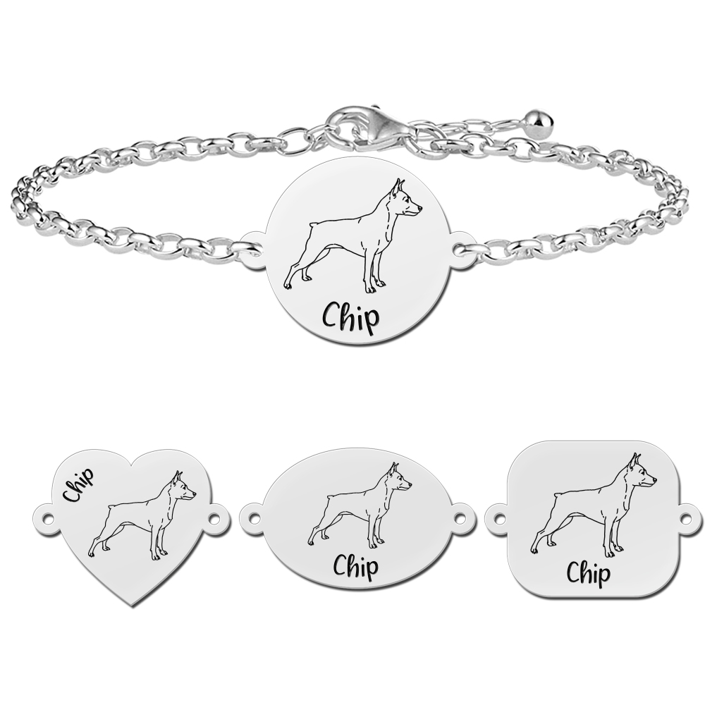 Zilveren dieren armband hond Dwergpinscher