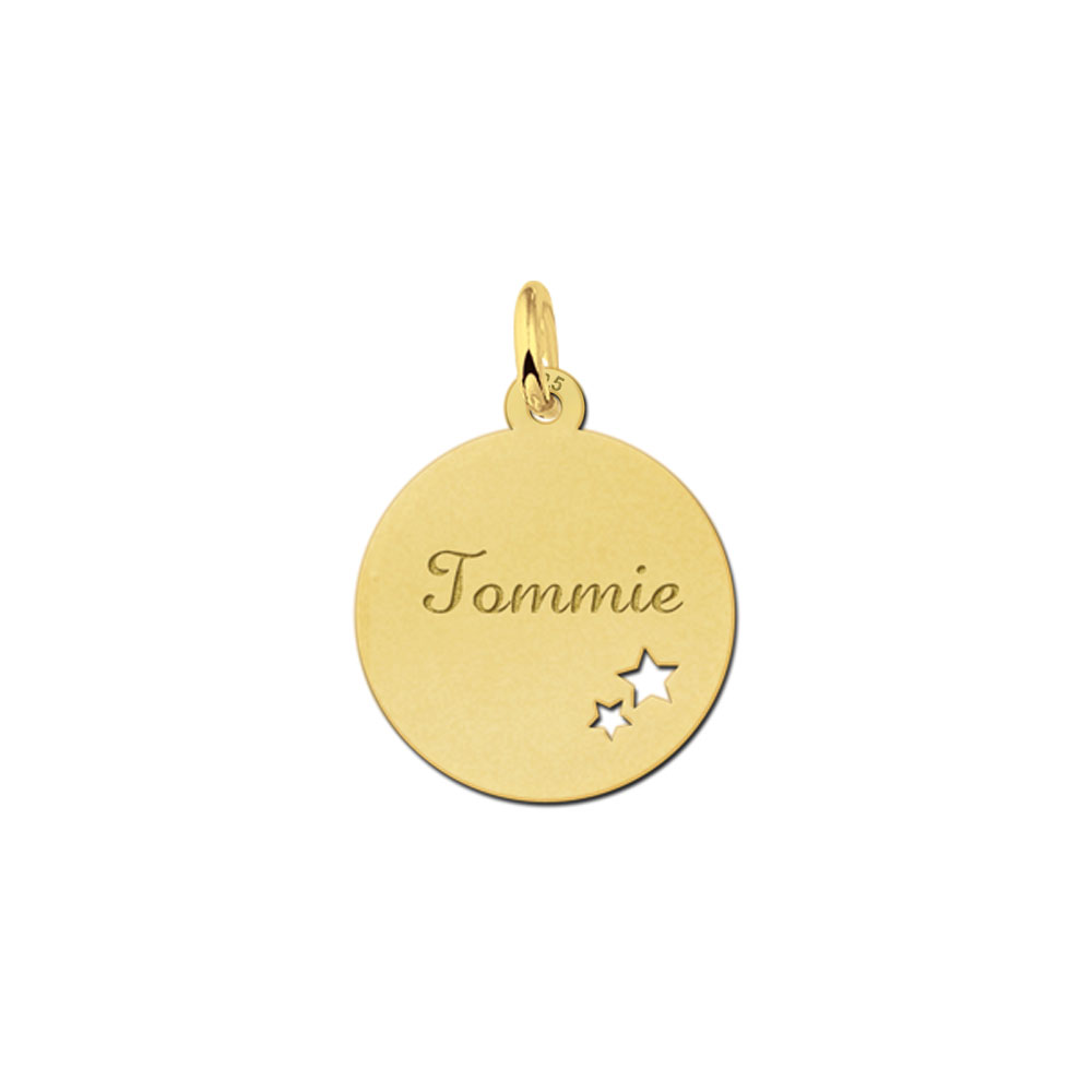 Vergulde hanger met naam en twee sterretjes
