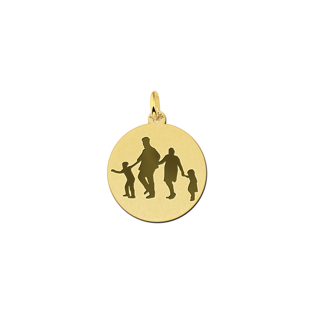 Ronde gouden hanger met silhouette foto