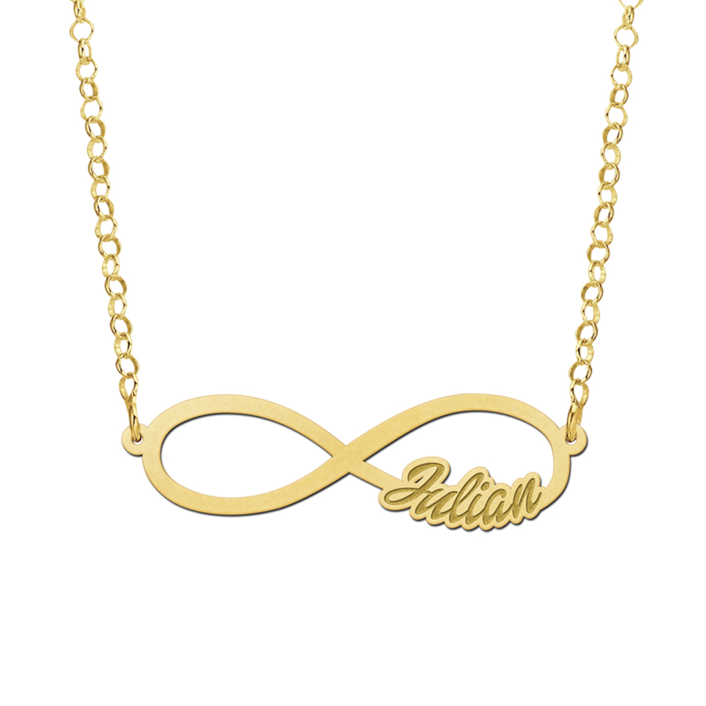 Infinity ketting met naam van goud