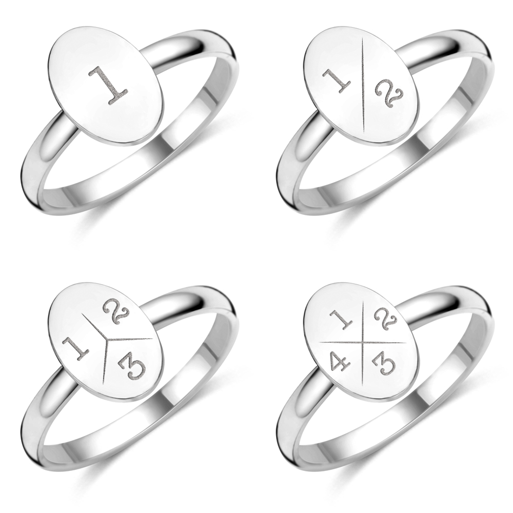 Zilveren ring met ovaal en initialen