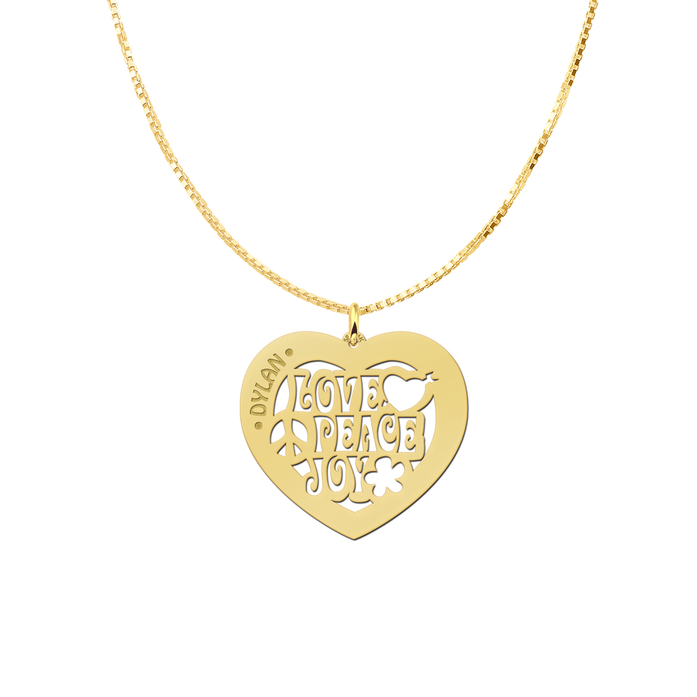 Gouden naamhanger hart Love 60