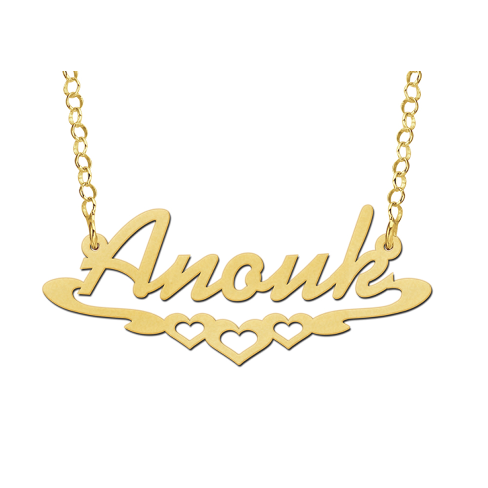 Vergulde naamketting model Anouk