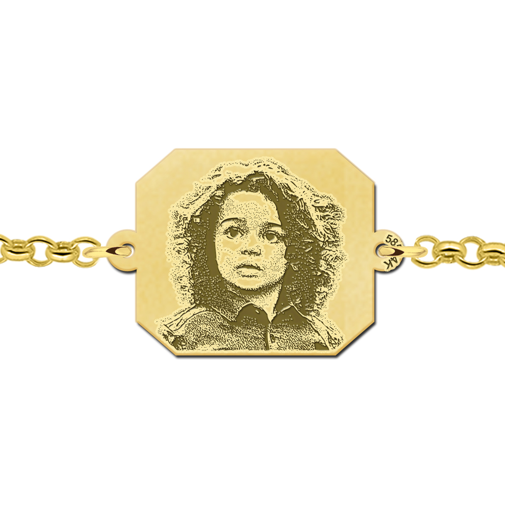 Gouden foto armband rechthoek