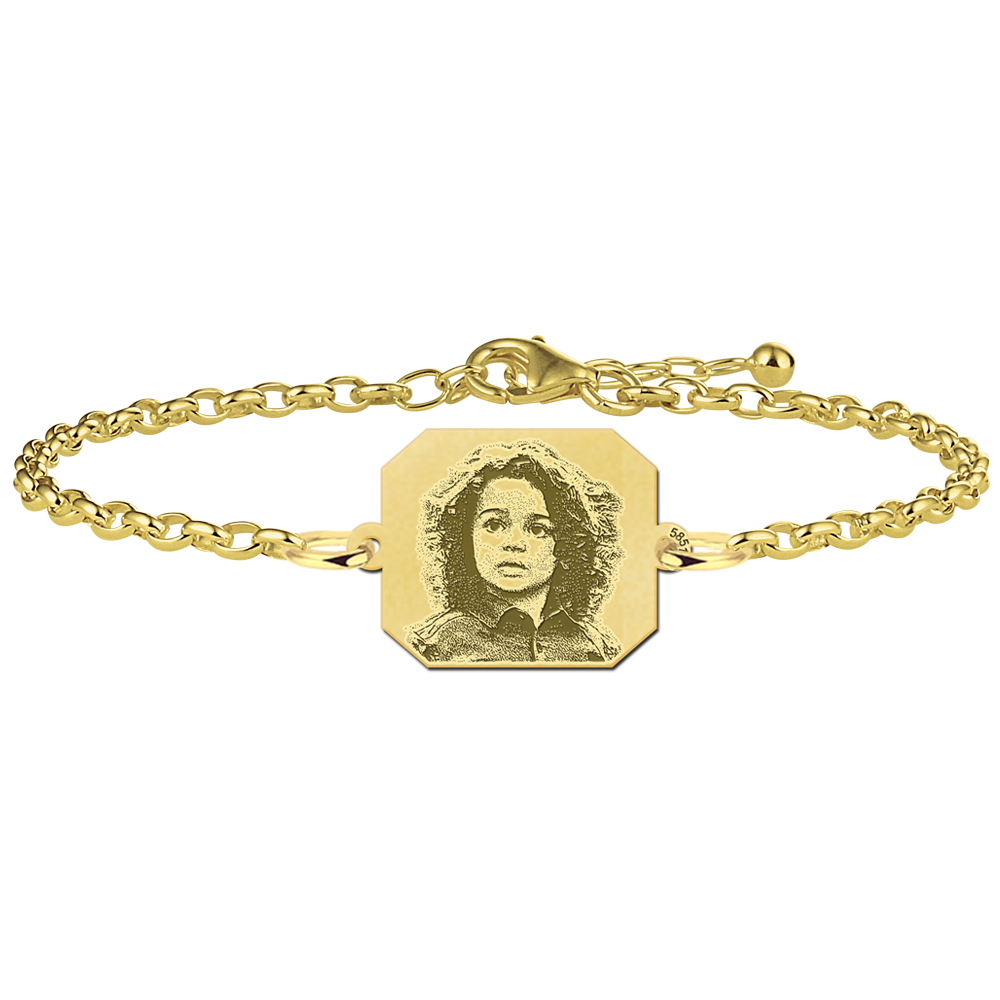 Gouden foto armband rechthoek