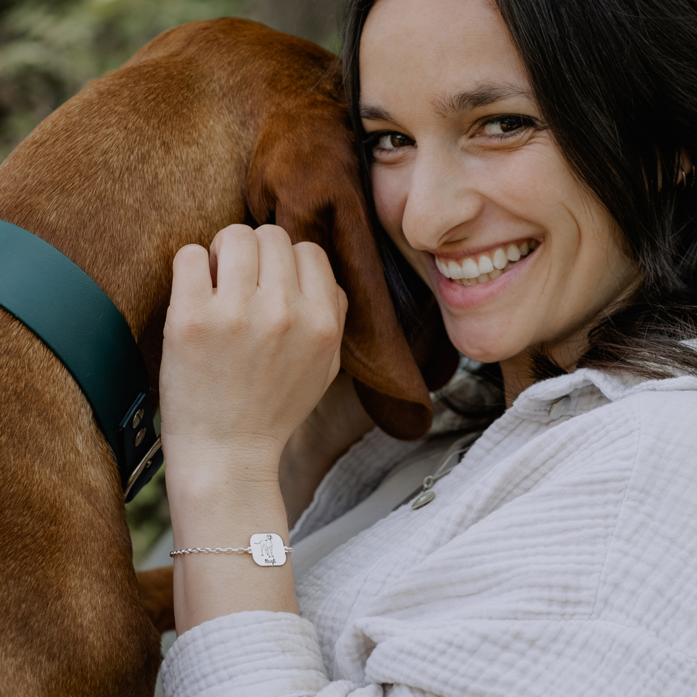 Gepersonaliseerde honden armband Pomeriaan zilver