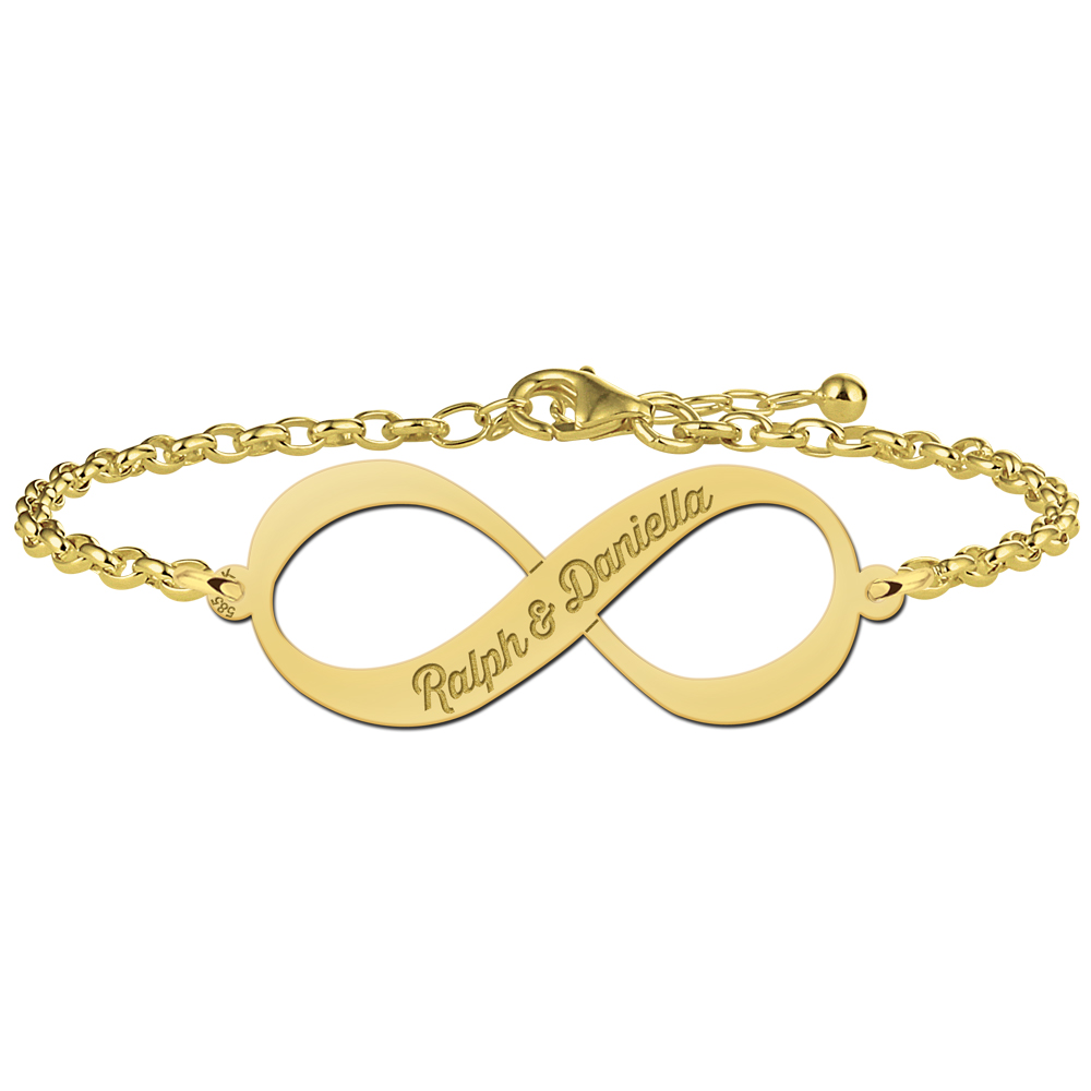 Gouden Infinity armband met twee namen