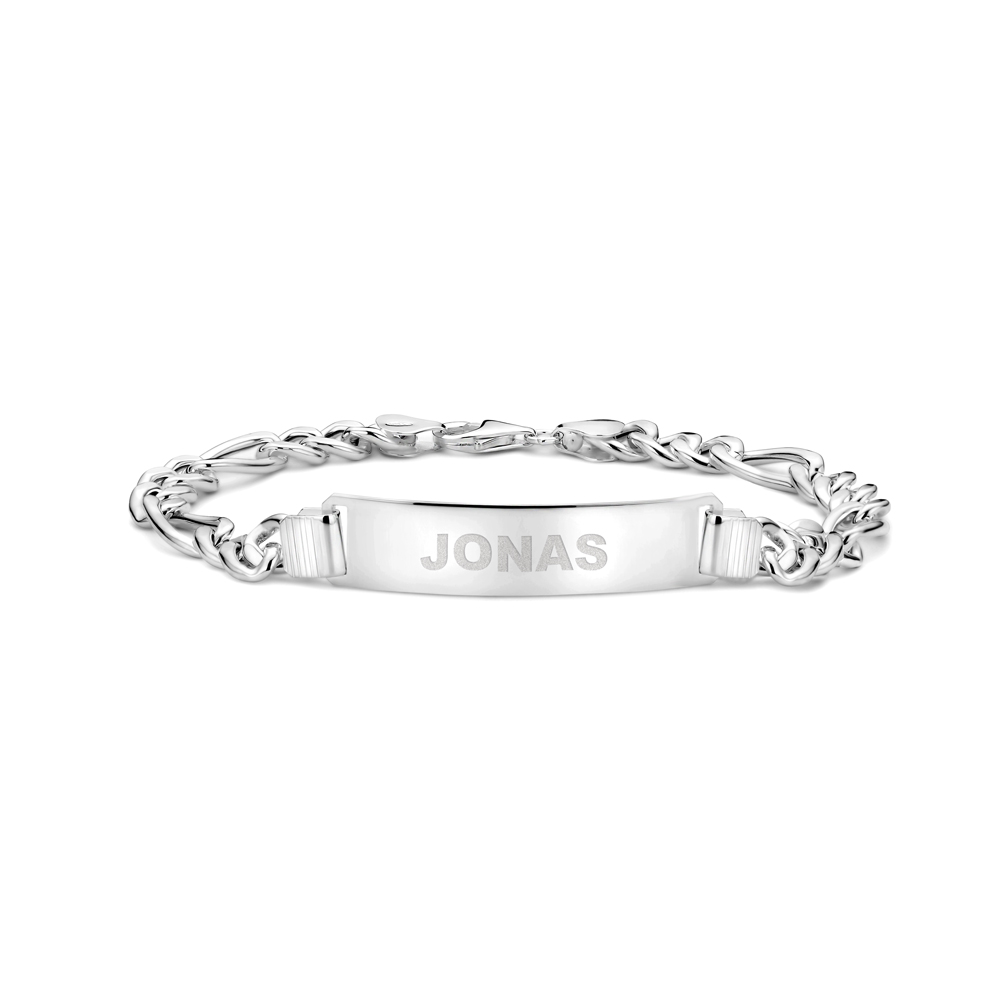 Lichte Herenarmband Zilver Gravure Figaro