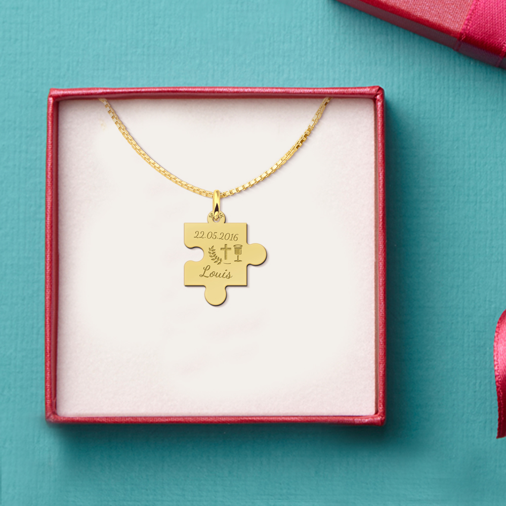 Gouden hanger puzzelstuk