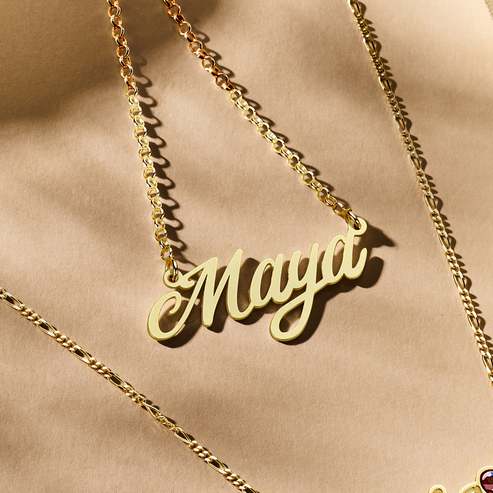 Vergulde naamketting model Maya