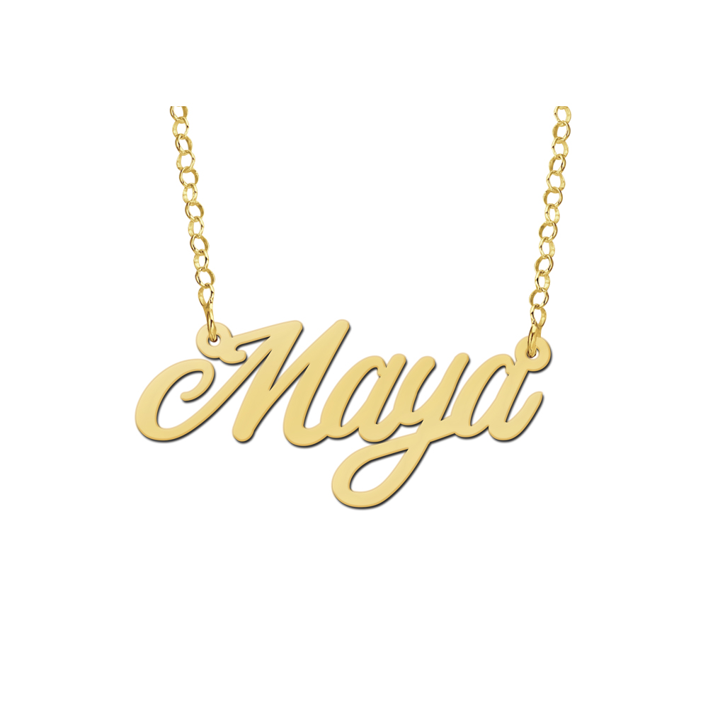 Vergulde naamketting model Maya