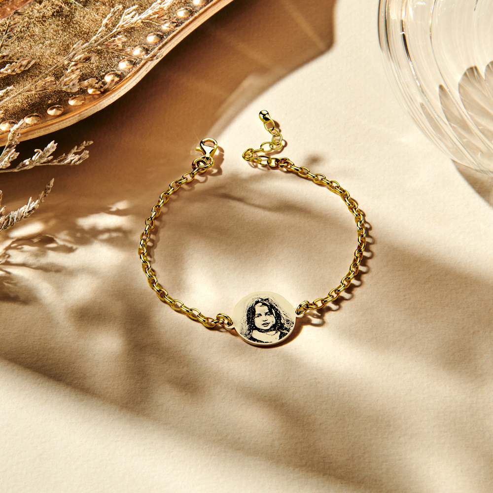 Vergulde armband met foto in hart