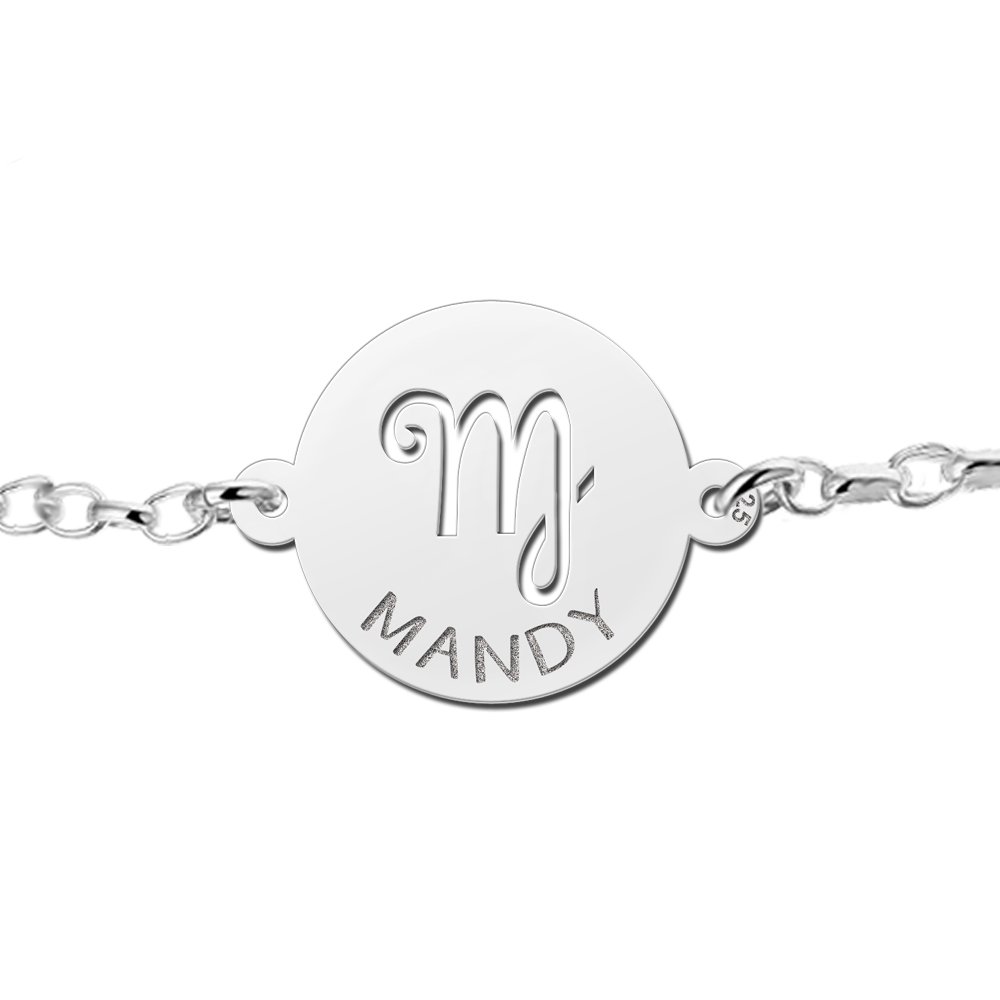 Zilveren armband sterrenbeeld rond Maagd