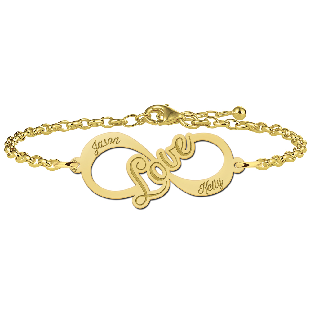 Gouden infinity armband "Love"