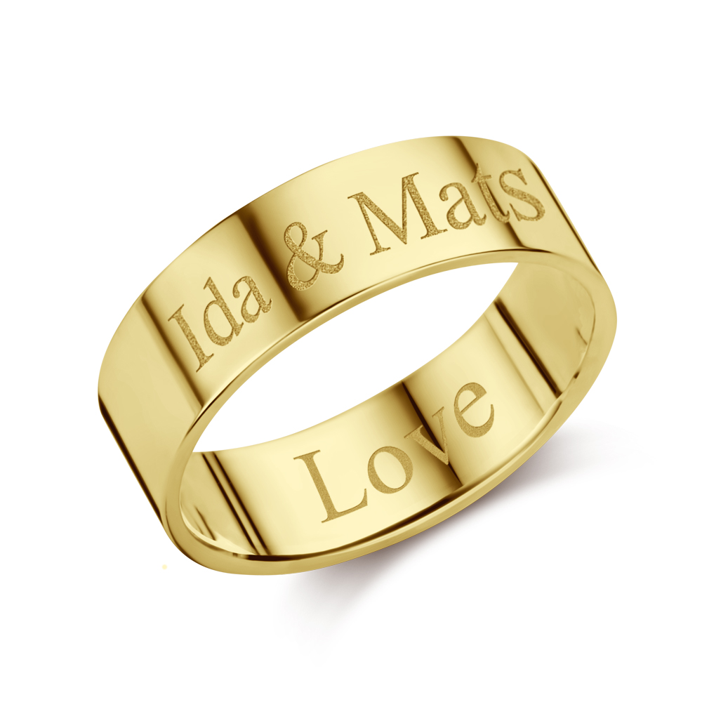 Gouden ring met  naam - 6 mm vlak