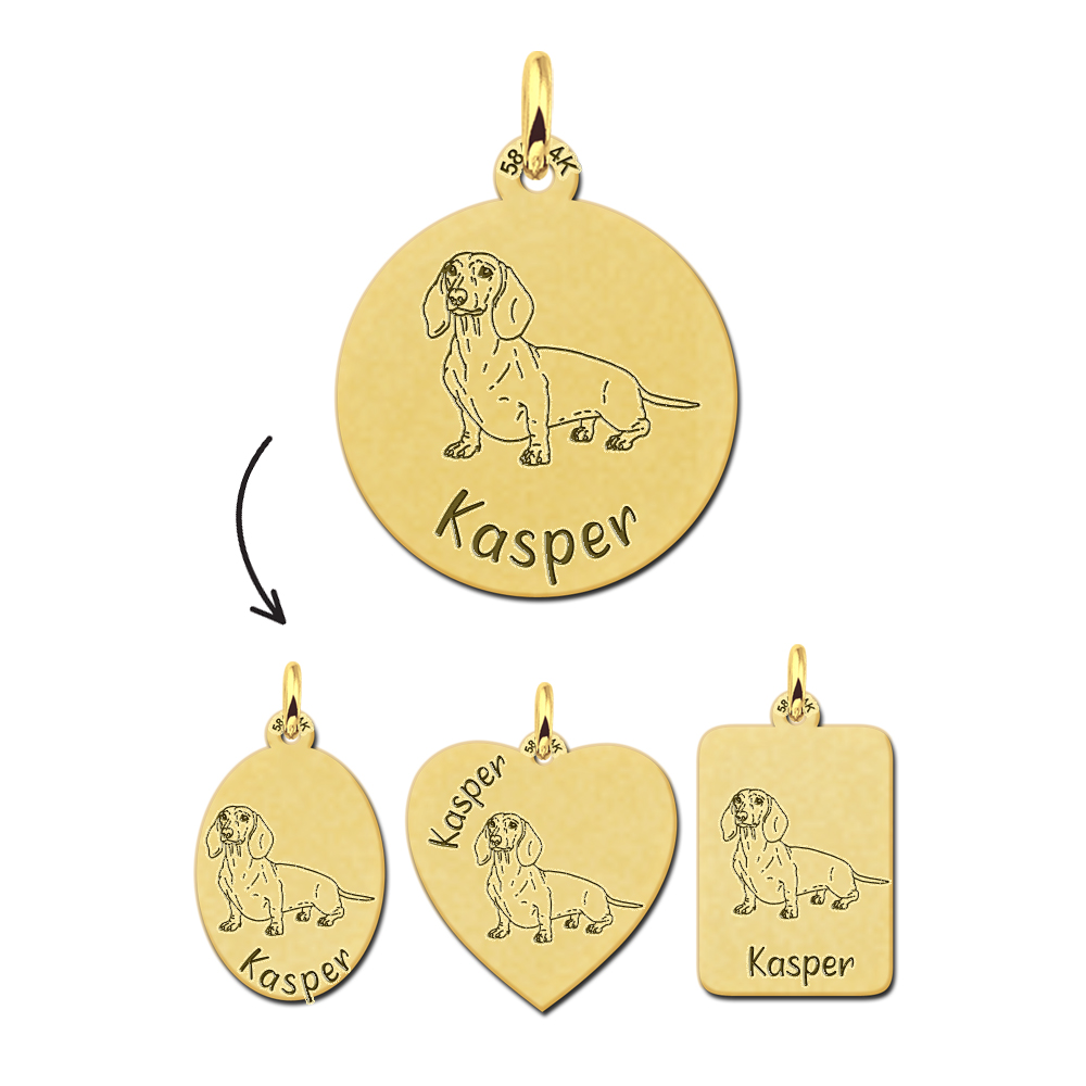 Gouden honden hanger teckel