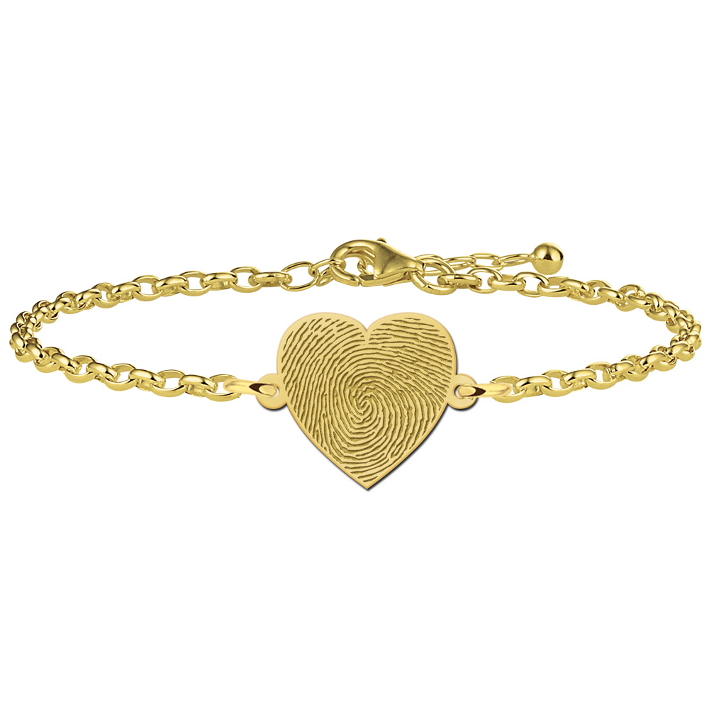 Vergulde armband hart met vingerafdruk
