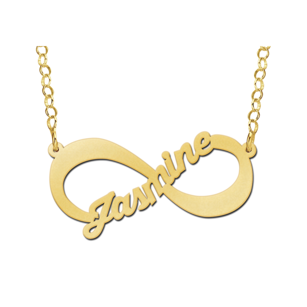 Gouden hanger infinity geschreven naam