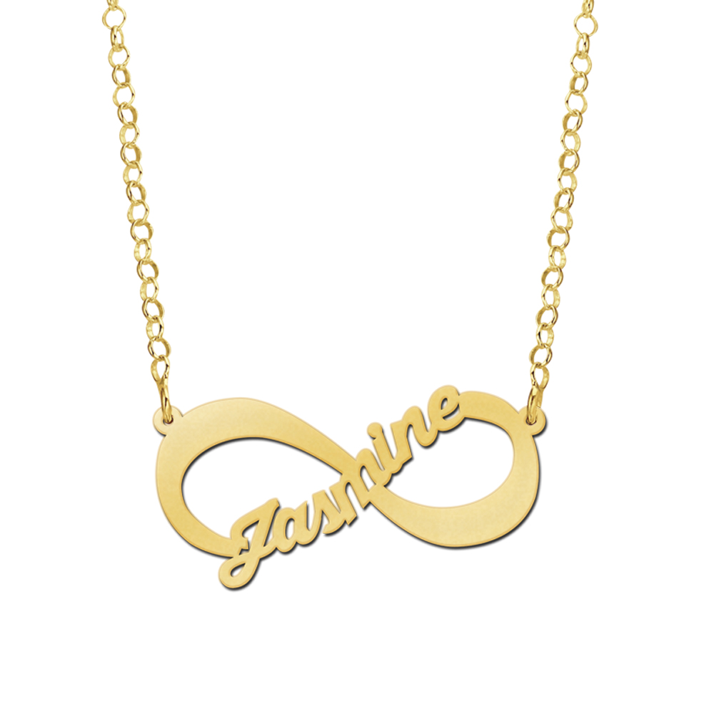Gouden hanger infinity geschreven naam